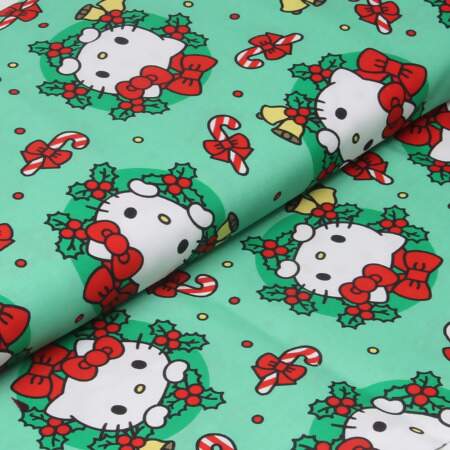 Tecido Patchwork Digital Circulo Natal 2862 Hello Kitty 0,48x1,50mts