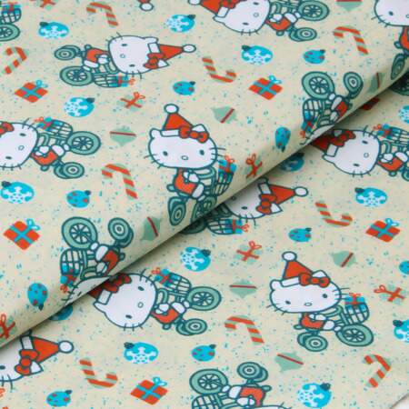 Tecido Patchwork Digital Circulo Natal 2864 Hello Kitty 0,48x1,50mts
