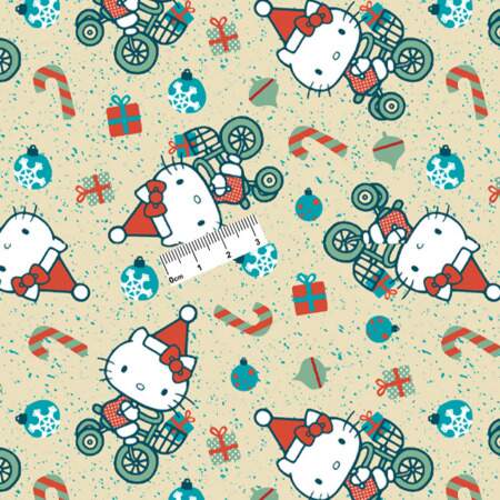 Tecido Patchwork Digital Circulo Natal 2864 Hello Kitty 0,48x1,50mts