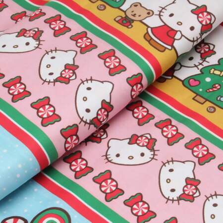 Tecido Patchwork Digital Circulo Natal 2855 Barrado Hello Kitty 0,58x1,50mts