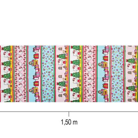 Tecido Patchwork Digital Circulo Natal 2855 Barrado Hello Kitty 0,58x1,50mts