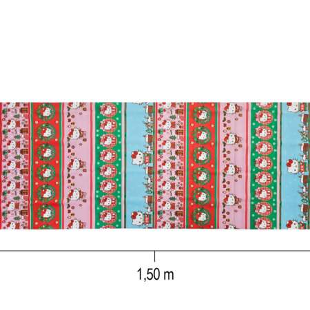 Tecido Patchwork Digital Circulo Natal 2860 Barrado Hello Kitty 0,58x1,50mts