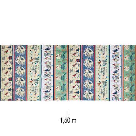 Tecido Patchwork Digital Circulo Natal 2865 Barrado Hello Kitty 0,58x1,50mts