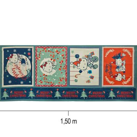 Tecido Patchwork Digital Circulo Natal 2863 Jogo Americano Hello Kitty 0,58x1,50mts