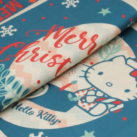 Tecido Patchwork Digital Circulo Natal 2863 Jogo Americano Hello Kitty 0,58x1,50mts