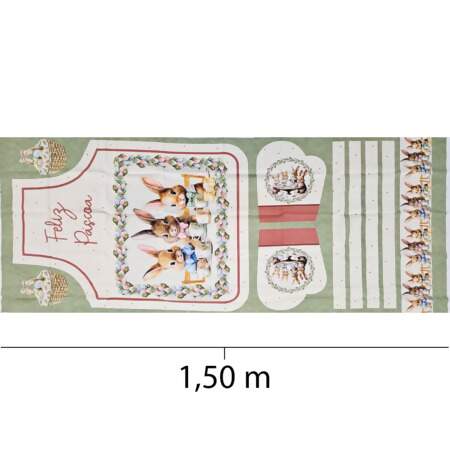 Tecido Patchwork Digital Páscoa Circulo 493368 2974 Avental 0,45x0,45cm