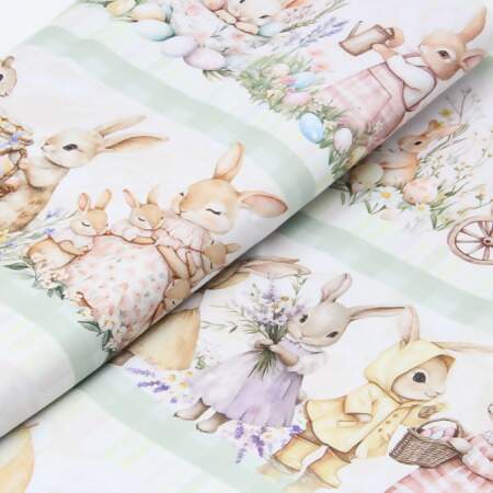 Tecido Patchwork Digital Páscoa Circulo 493384 2987 Barrado 0,58x1,50mts