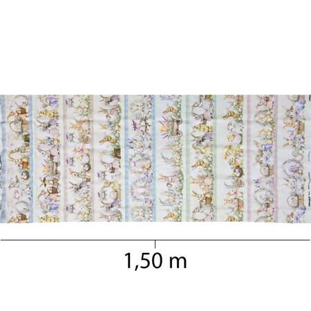 Tecido Patchwork Digital Páscoa Circulo 493384 2987 Barrado 0,58x1,50mts