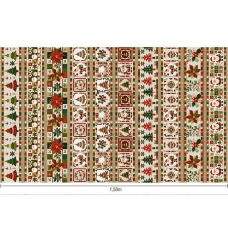 Tecido Patchwork Digital Eva e Eva 914742 Natal Barrado 0,58x1,50mts