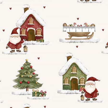 Tecido Patchwork Digital Fuxicos NAT101 Vila de Natal 0,48x1,46mts