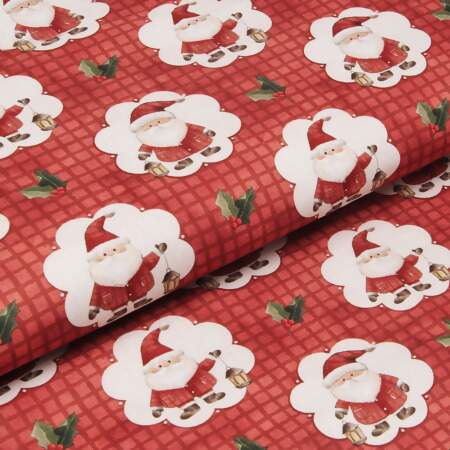 Tecido Patchwork Digital Fuxicos NAT104 Noel Camafeu Vermelho 0,48x1,46mts