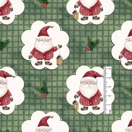 Tecido Patchwork Digital Fuxicos NAT105 Noel Camafeu Verde 0,48x1,46mts