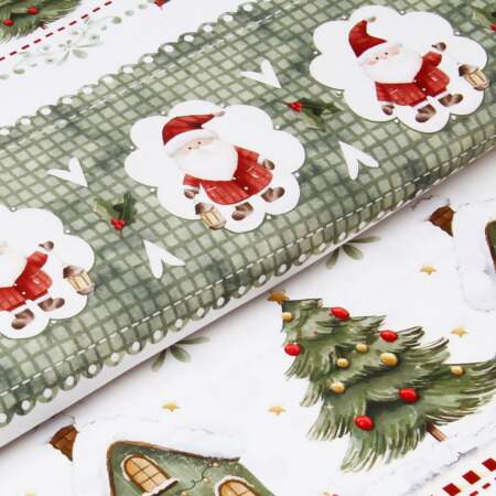 Tecido Patchwork Digital Fuxicos NAT113 Barrado Natal Dos Sonhos 0,58x1,46mts