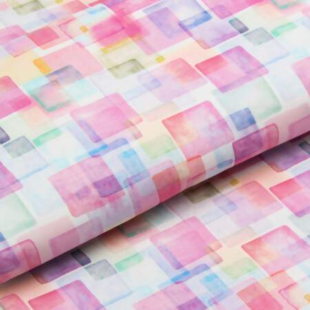 Tecido Patchwork Digital Dohler 6122-D A Quadrado Rosa 0,48x1,50mts FL