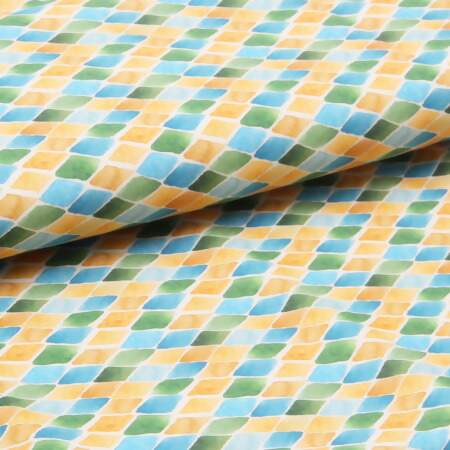 Tecido Patchwork Digital Dohler 6144-D A Losango Verde-Azul 0,48x1,50mts