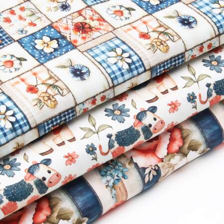 Tecido Patchwork Digital Fabricart Coleção Vida no Campo 0,48x1,46mts