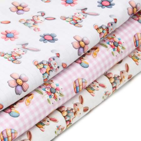 Tecido Patchwork Digital Fabricart Coleção Páscoa Patch 0,48x1,50mts