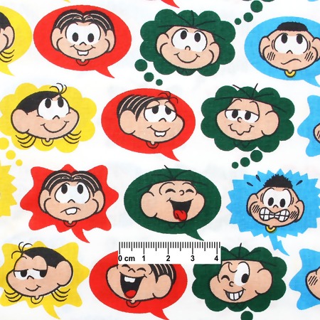 Tecido Patchwork Fabricart Turma da Mônica 9705 Balões-Rostinho 0,48x1,46mts FL