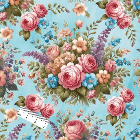 Tecido Patchwork Digital Eva e Eva Coleção Flores Vintage