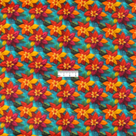 Tecido Patchwork Digital Fabricart Natal Flores 0,48x1,50mts FL