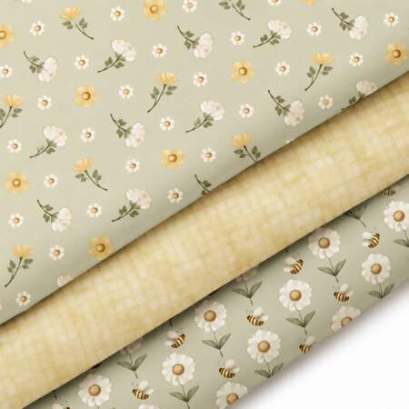 Tecido Patchwork Digital Fuxicos Coleção Margaridas 0,48x1,46mts