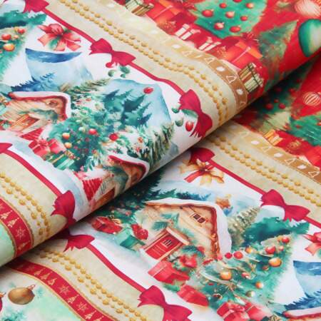 Tecido Patchwork Digital Circulo Natal 485799 2866 Barrado 0,58x1,50mts