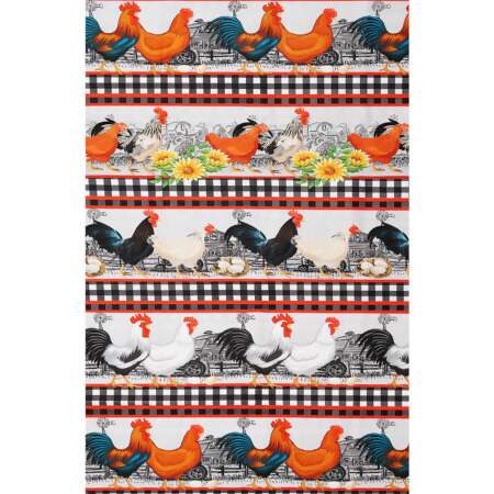 Tecido Patchwork Peripan 6208-V01 Barrado Galinhas 0,58x1,50mts