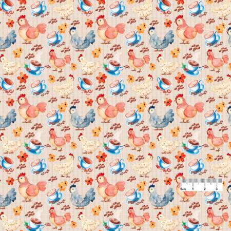 Tecido Patchwork Peripan 9050-V525 Galinhas 0,48x1,50mts