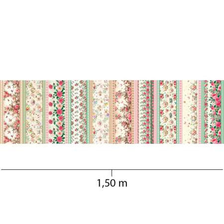 Tecido Patchwork Peripan 9050-V298 Barrado Xícaras 0,58x1,50mts