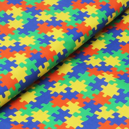 Tecido Patchwork Peripan 9050-V347 Quebra-Cabeça Autismo 0,48x1,50mts