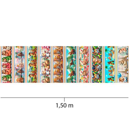 Tecido Patchwork Peripan 9050-V350 Barrado Capivaras 0,58x1,50mts