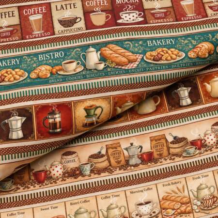 Tecido Patchwork Peripan 9050-V528 Barrado Café 0,58x1,50mts
