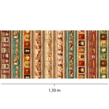 Tecido Patchwork Peripan 9050-V528 Barrado Café 0,58x1,50mts