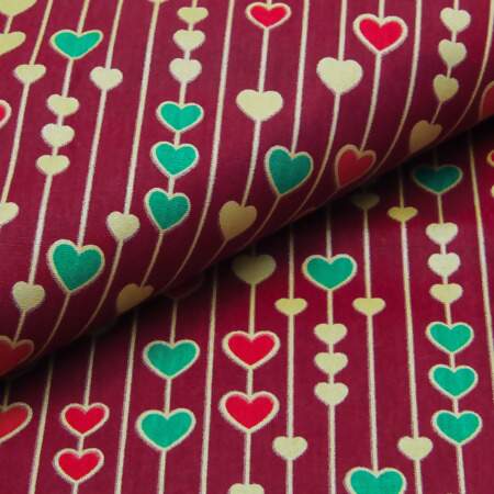 Tecido Patchwork Peripan Natal 4104-V03 Corações 0,48x1,50mts