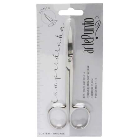 Tesoura Para Bordar Longa Ponta Curva Arte Punto 4- 1/2 11,6cm