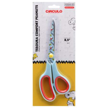 Tesoura Comfort Estampada Circulo 8,5 Polegadas Peanuts 21,5cm 