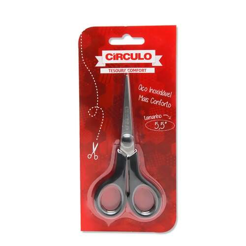 Tesoura Comfort Circulo 5,5 Polegadas Preta 13,8cm 