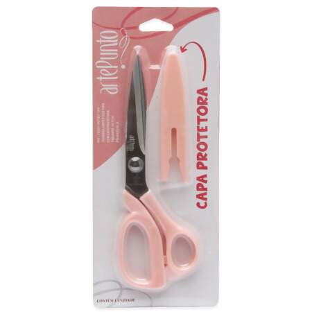 Tesoura Corte e Costura com Capa Protetora Arte Punto Rosa 20,5cm