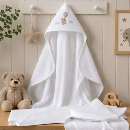 Toalha De Banho com Capuz para Bordar Dohler Baby Love 90x70cm 