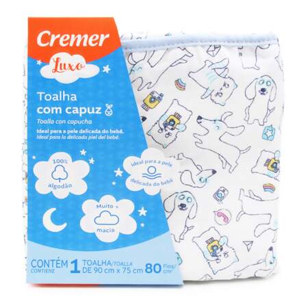 Toalha De Banho com Capuz Cremer 90cmx75cm