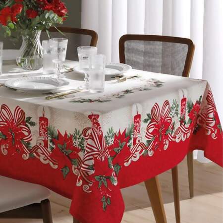 Toalha de Mesa Athenas Quadrada Dohler Natal 120 1,40x1,40mts