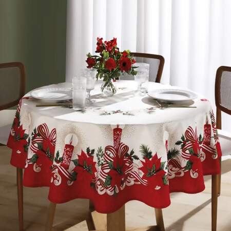 Toalha de Mesa Athenas Redonda Dohler Natal 120 1,60mts