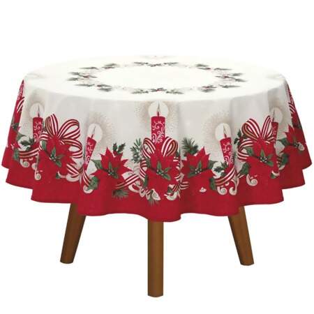 Toalha de Mesa Athenas Redonda Dohler Natal 120 1,60mts