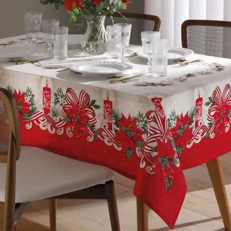 Toalha de Mesa Athenas Retangular Dohler Natal 120 1,40x2,10mts