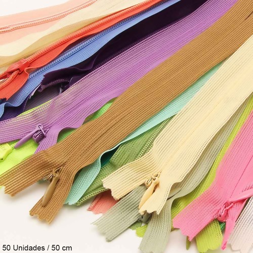 Zíper Invisível 50cm Cores Sortidas com 50Und