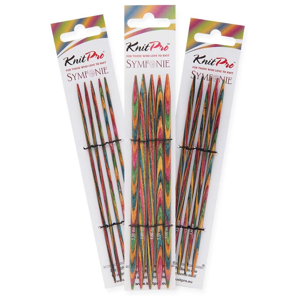 Lotus Yarns KP Ferri A Doppia Punta Symfonie Wood, 15,2 Cm, Set Da 5, Misura US 0 (2,00 Mm), In Legno Di Betulla Multicolore