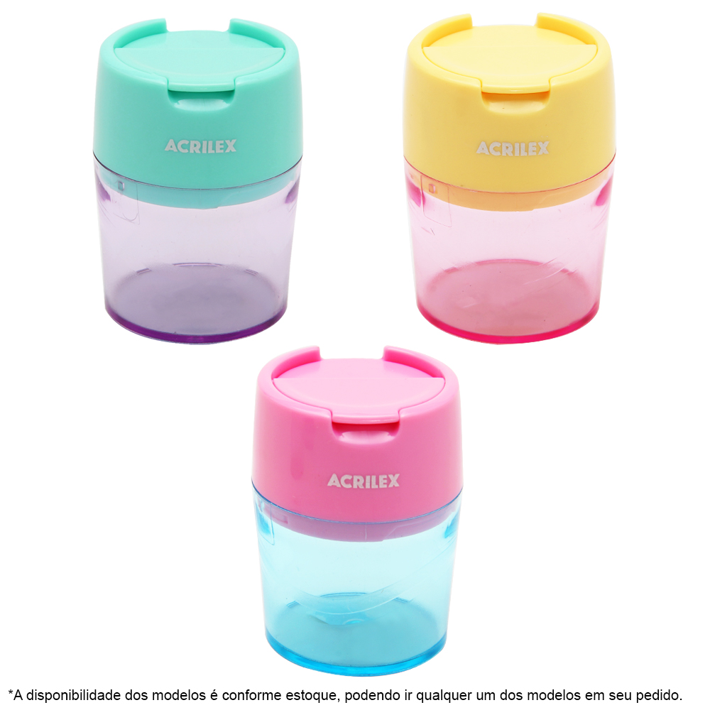 Apontador com Depósito 2 Furos Acrilex R 22417 Candy Sortidos