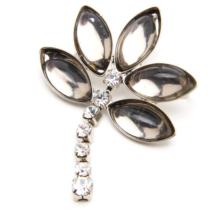 Broche de Strass Flor Fumê