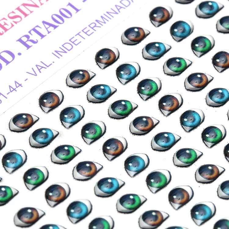 Cartela de Olhos Resinados Tamanho P RTA-001 Sortidos