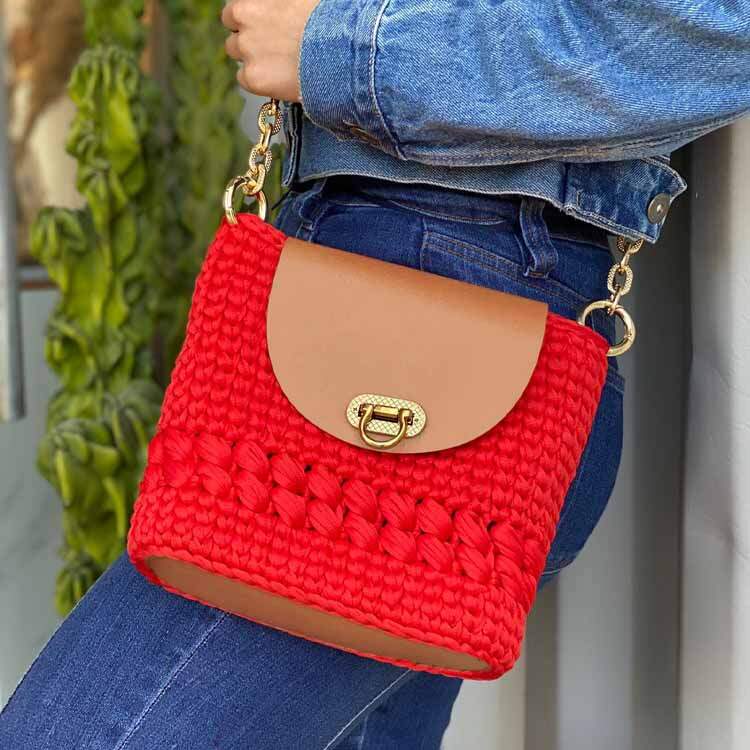 Base e Aba de Couro Duplo para Bolsa Bag Aya M